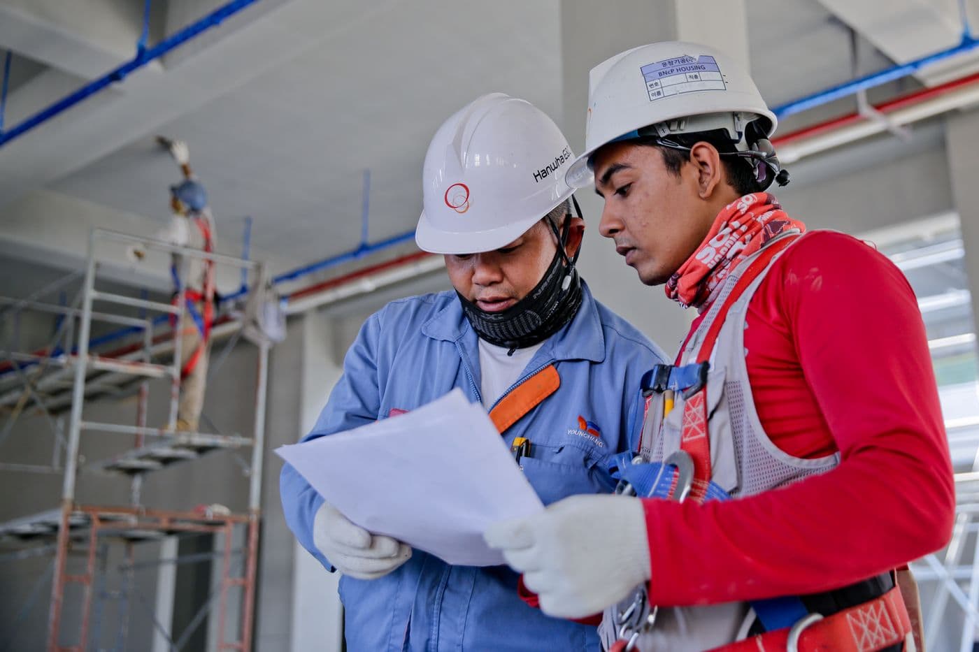 Engineer inspecting components